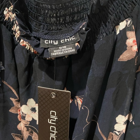 CITY CHIC Navy Dress size Small/16 Odette Bluebell - Picture 7 of 11